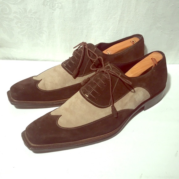 MEZLAND Quality Tu-Toned Brown & Beige Suede Shoes main image 4